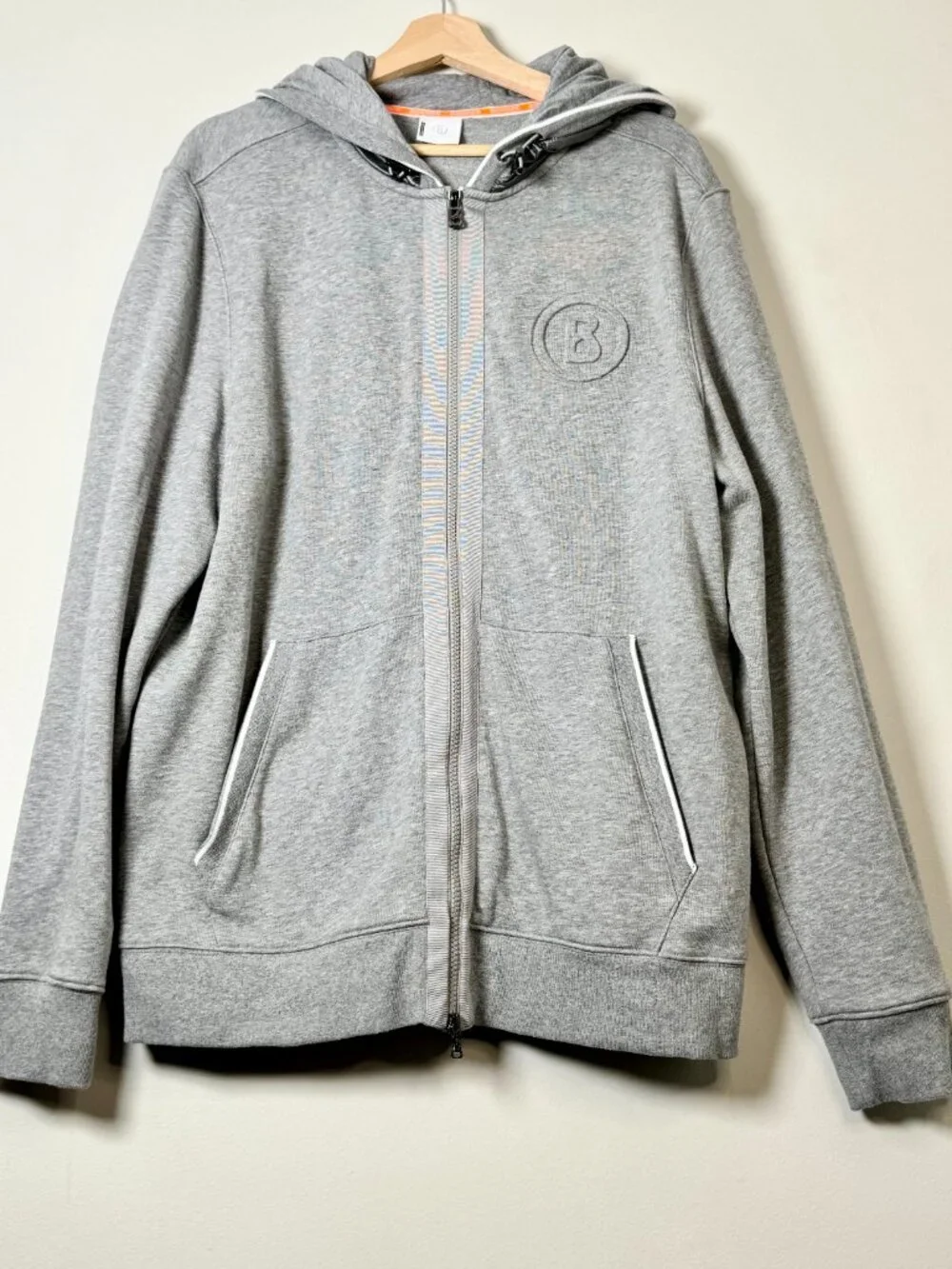 Bogner Jaden Full Zip Hooded Sweatshirt Jacket Grey Embossed Logo Sz XXL